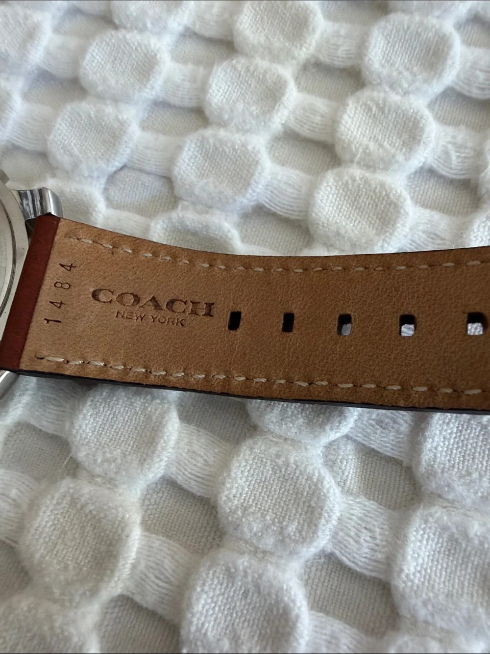 Coach Brown Leather Strap Watch with Black Dial